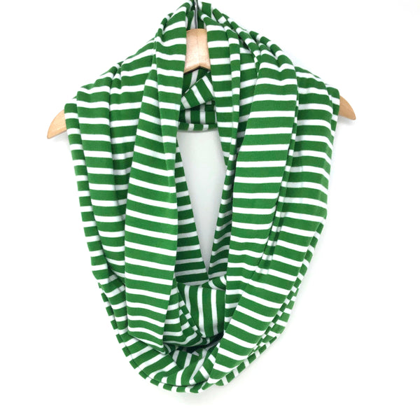 Infinity Scarf Green Stripes Knit