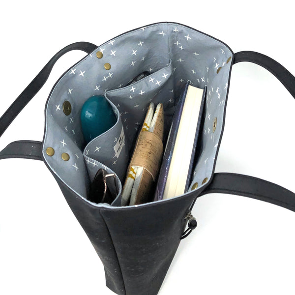 Bucket Handbag Sustainable Black Cork - Customize Your Lining!