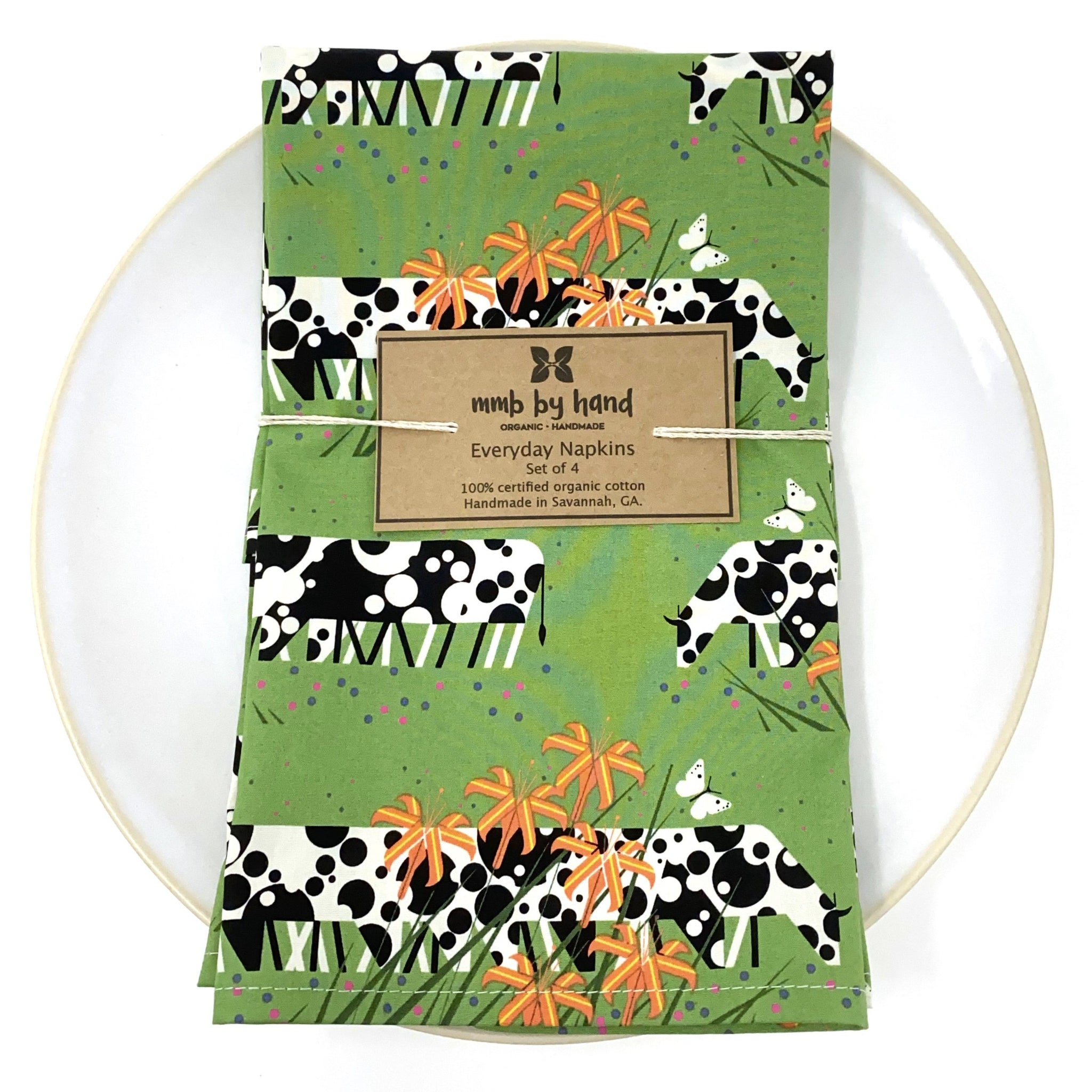 Organic Napkins - Set of 4 Charley Harper Cow Line