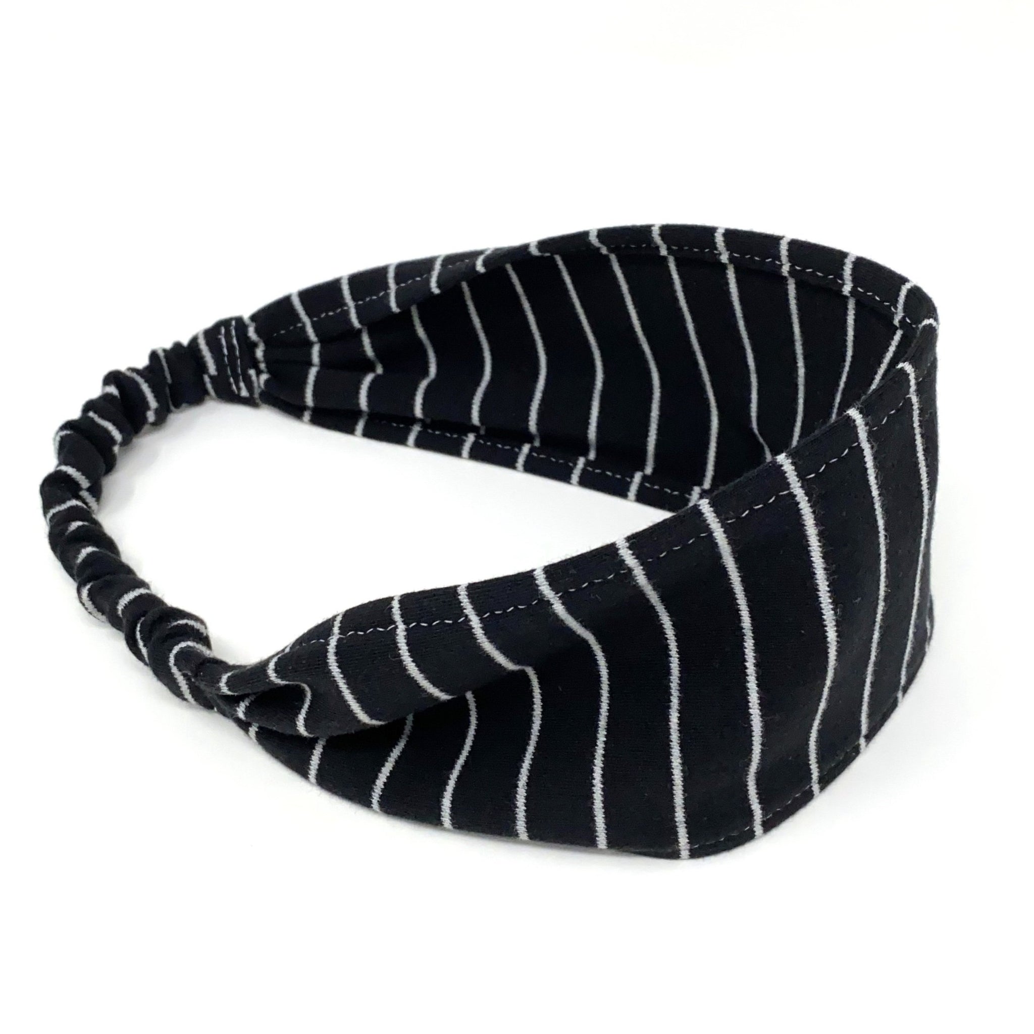 Organic Headband Black and White Stripes