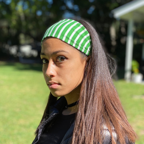 Organic Headband Green Stripes