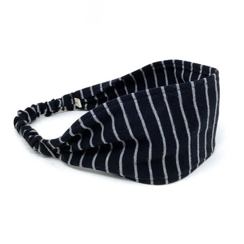 Organic Headband Black and Gray Stripes