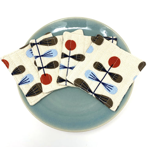 Coasters Set of 4, Barkcloth Zenith