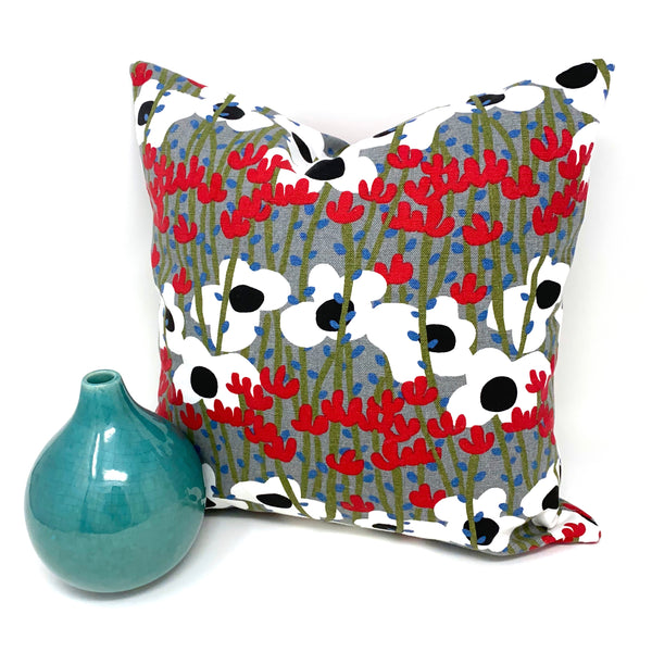 Throw Pillow Cover Poppies on the Hill