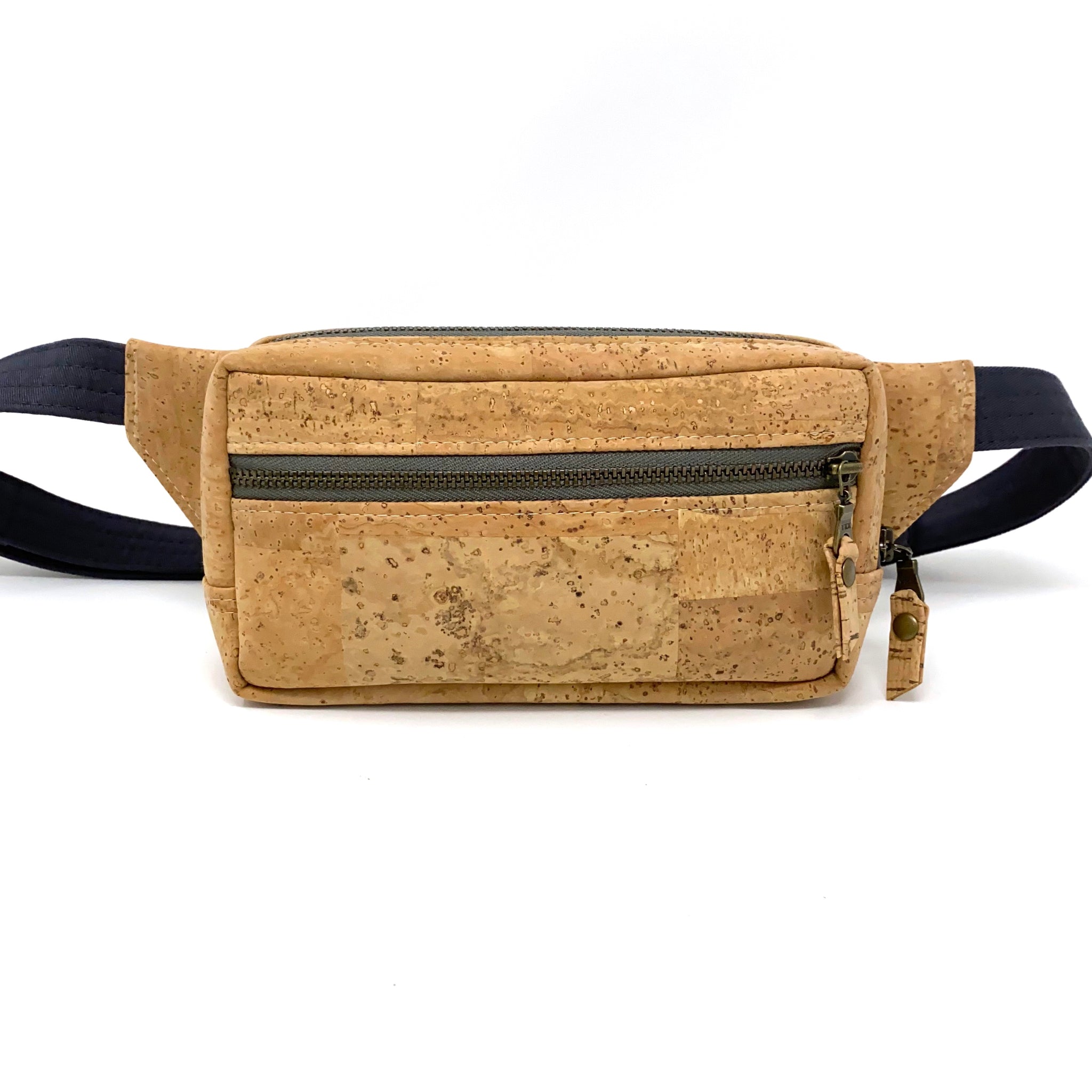 READY TO GO Waist bag, banana bag, fanny pack with rainbow patterns and sea blue cork. Cork leather base, Vegan, eco-friendly online