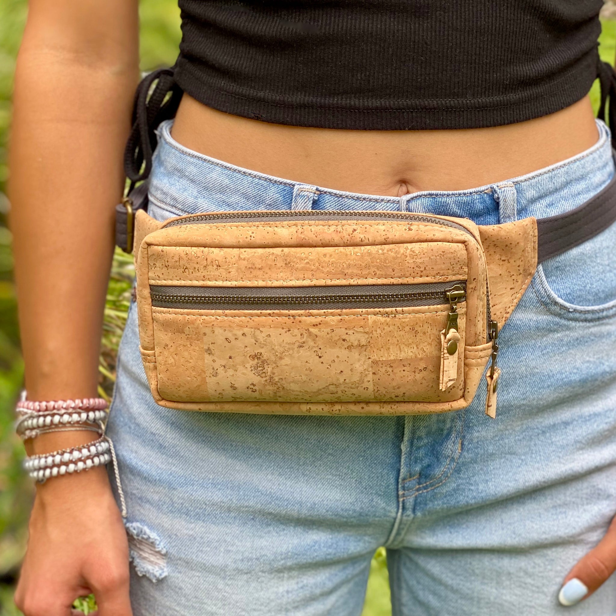 Metallic Cork-Leather Fanny Pack, sustainable and vegan selling